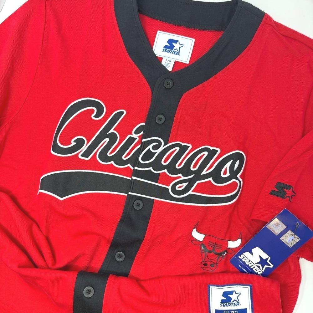 Starter Chicago Bulls Button Front Jersey NBA Basketball Men's Large NEW